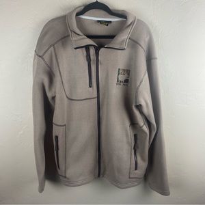 Renegade Estes Park Tan Brown Moose Zippered Sweater Jacket Mens Large Moose